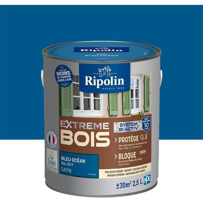 RIPOLIN EXTREME PROTECCIÓN PARA MADERA AZUL OCÉANO RAL 5 Satinado 2,5 L