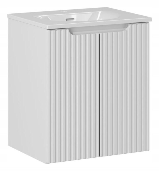 Szafka Łazienkowa Z UMYWALKĄ 50 cm BIAŁA RYFLE 2D NOVA WHITE