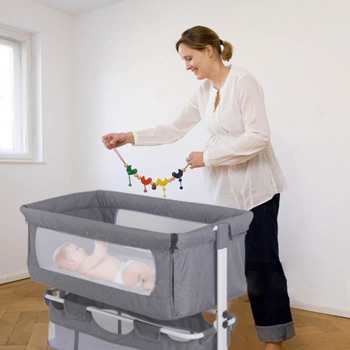 B.LIVEM. Cuna para bebé (0-36 años), altura regulable, con espacio de almacenamiento, mosquitera incluida.