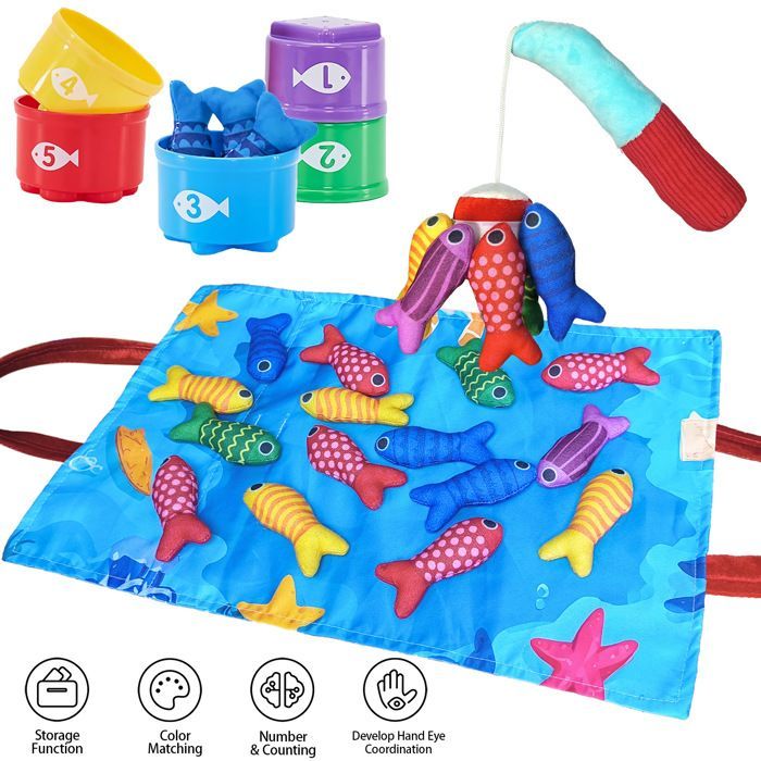 Juguete para bebés de 1 año, juego de pesca Montessori para niños, juguete para niña o niño de 6 meses, regalo para bebé
