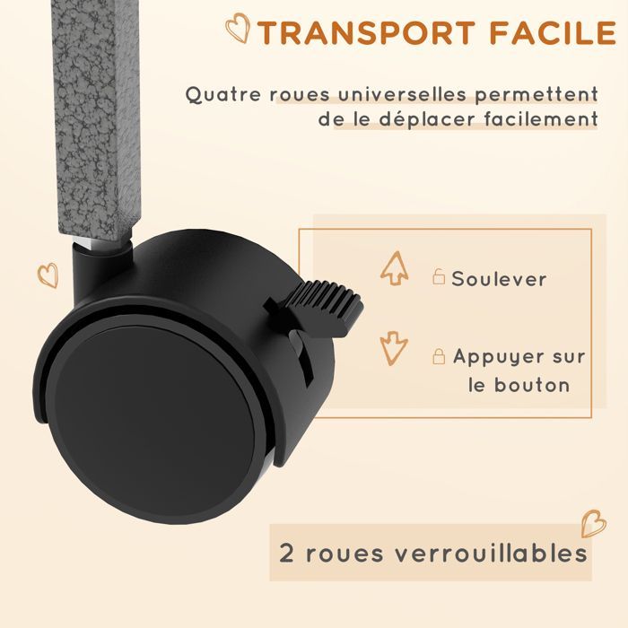 Cage pour rongeurs Pawhut Multifonction 4 Plateformes 3 rampes 4 Portes dim. 80L x 52l x 128H cm acier Gris argenté Noir