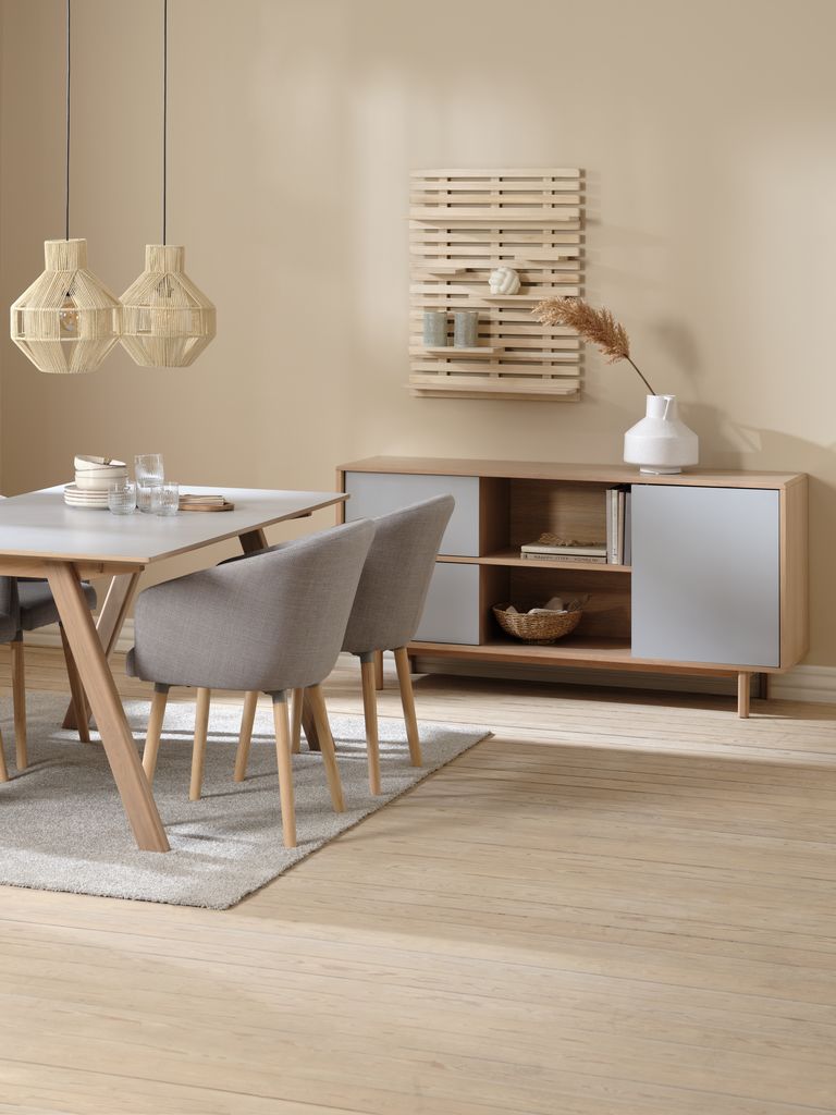 EGEBJERG Komoda EGEBJERG 1 vrata i 2 ladice siva/hrast