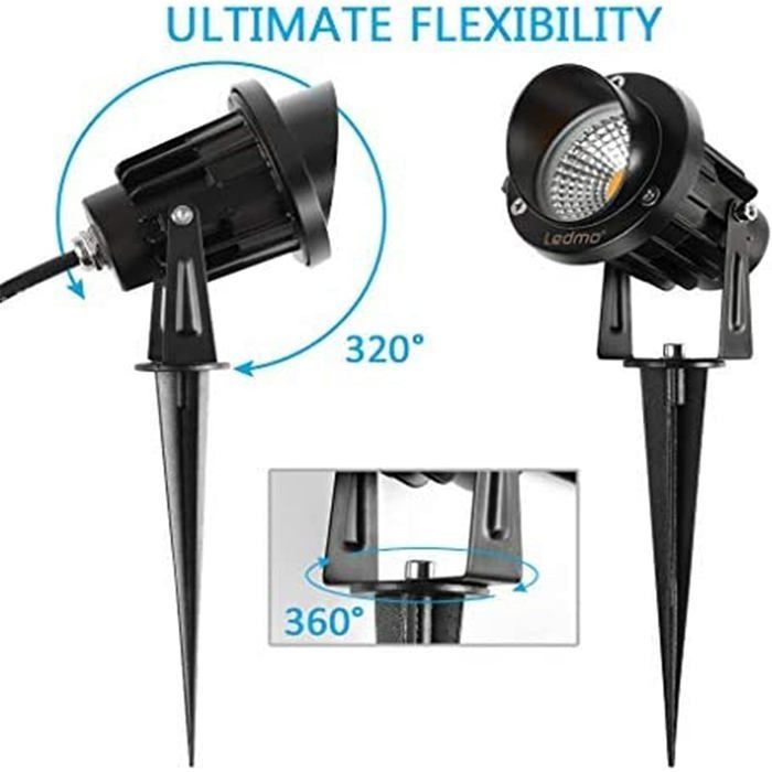 4 Pack Spot LED Extérieur 9W avec Piquet 3000K-3300k 900LM Éclairage Extérieur LED à Piquer Lampe Jardin étanche IP65 Blanc Chaud