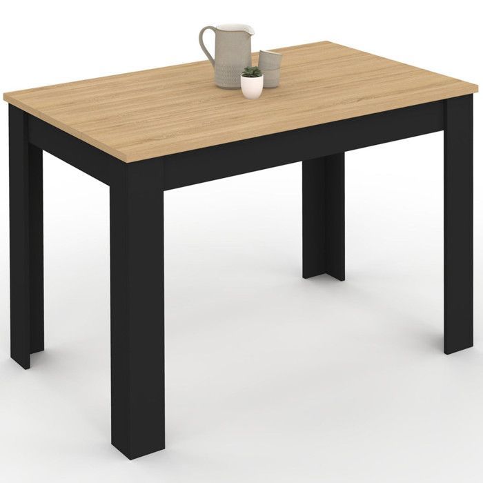 Mesa de comedor rectangular fija - IDMARKET - ROZY - Negra y madera - 4 personas - 110 cm