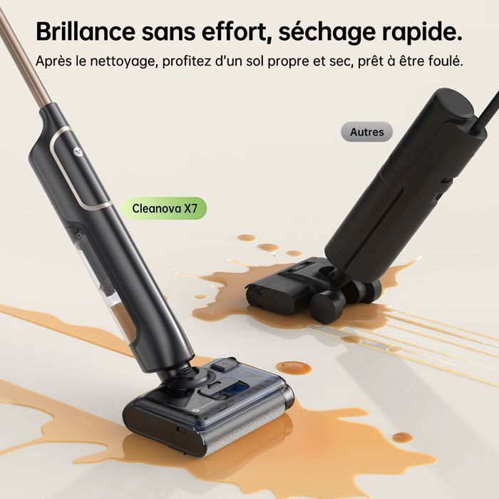 Vactidy Cleanova X7 - Draadloze steelstofzuiger en dweil - 20 kPa, 50 min. gebruiksduur, 1,4 l stofreservoir - 180° kantelbaar - Randreiniging - Nat/droog
