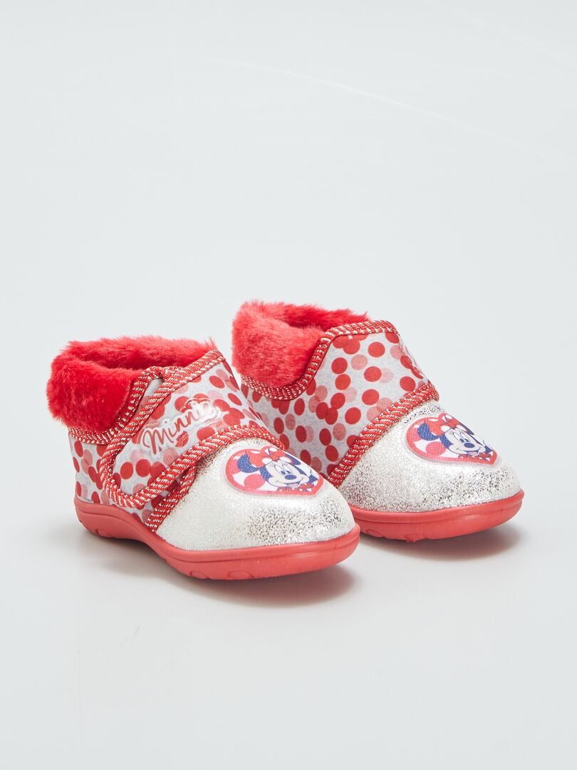 Chinelo de cano alto da Minnie Mouse com fecho de velcro - VERMELHO