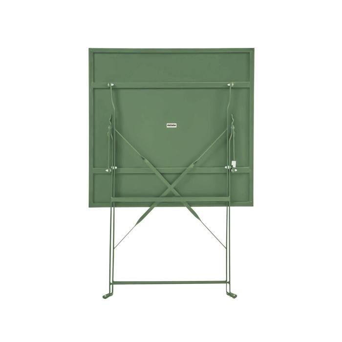 Table de jardin et 2 chaises acier 60 cm vert cactus - Oviala