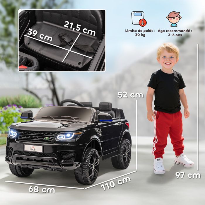 Children's Electric Ride-On Car - HOMCOM - 12V - Dual Motors - Spring Suspension, 2.4G Remote Control - Speeds 3 to 5 km/h - Black
