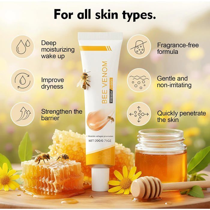 2 pièces Crème Anti-Rides au Venin d'Abeille,GATBOSN , Crème Hydratante Raffermissante pour le Visage et le Cou