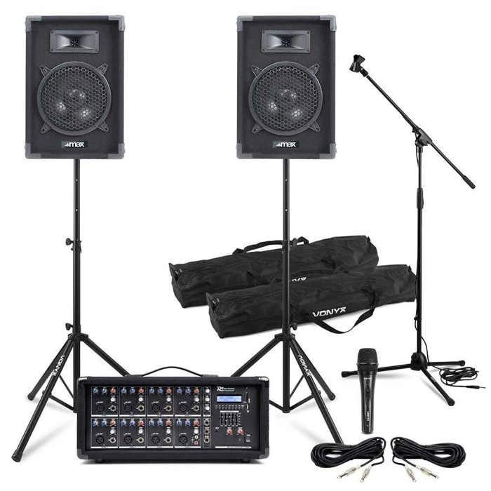 Sistema PA completo MAX Music / Power Dynamics / Vonyx – 2 altoparlanti da 8