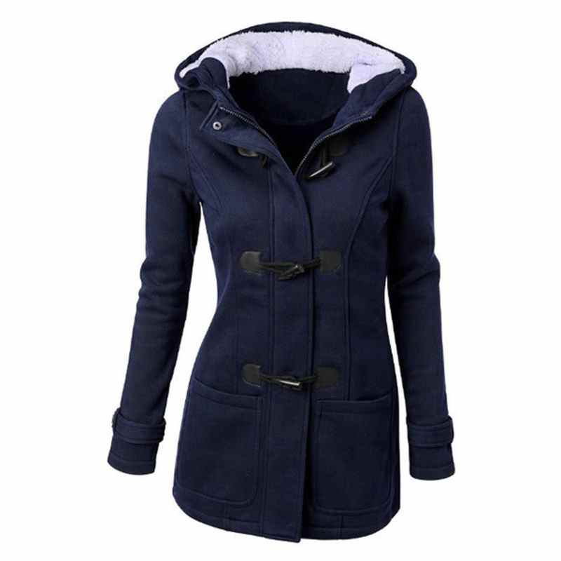 Women Basic Jackets Camel Coat Autumn Winter Women's Overcoat Zipper Horn Button Outwear Jacket Female Hooded Coat S 6XL