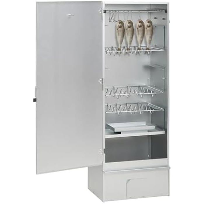 vidaXL BBQ Smoker Oven Cold Smoke Generator, Barbecue Smoker with Wood Chips, Outdoor Meat Smoker, Steel