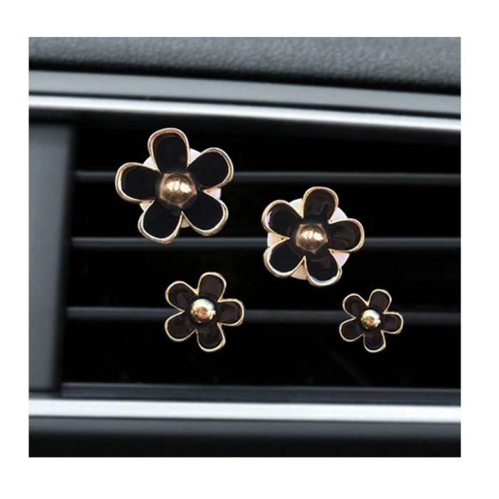 Clips ambientadores para rejilla de ventilación - 4 clips para coche con un bonito adorno floral para el aire acondicionado del coche, decoraciones coloridas