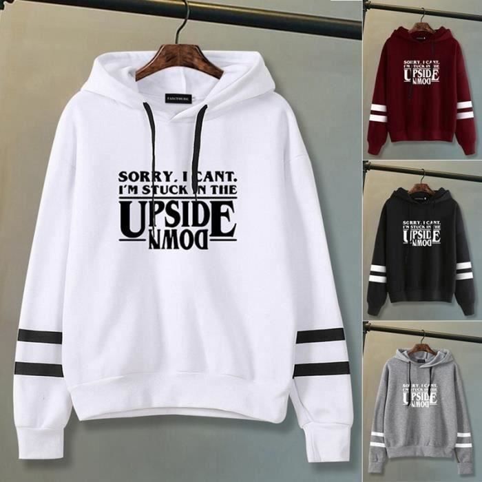 Sweat Femmes - FUNMOON - Stranger Things - Manches Longues - Gris - Casual