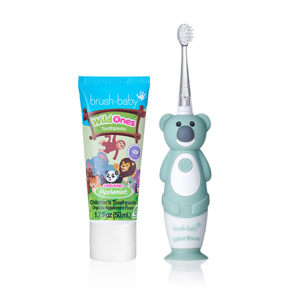 Zubní kartáček Brush Baby WildOnes™ Koala a zubní pasta s mátou jablečnou