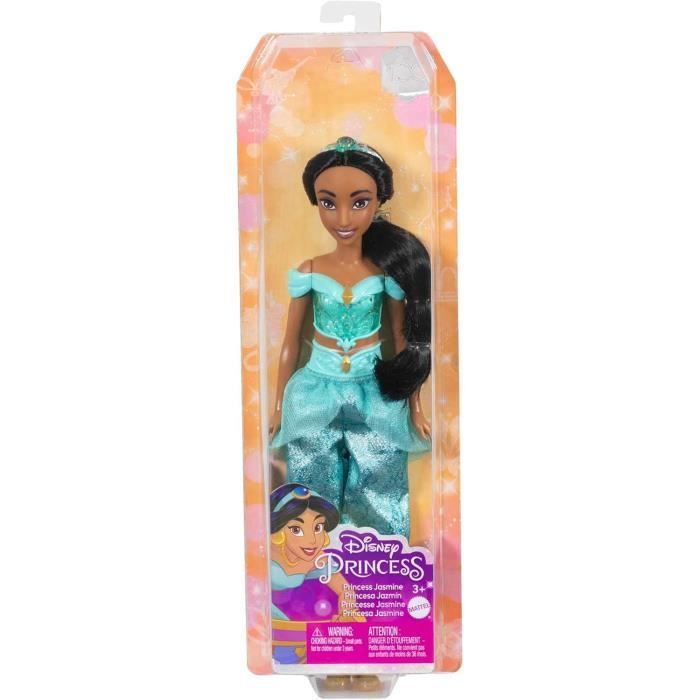 Bambola Jasmine da 29 cm, bambola principessa Disney Mattel con vestito e accessori HLW12