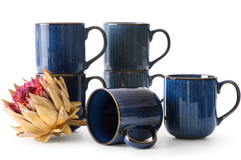KONSIMO AD STRIPES kubek 6 szt, porcelana, szkliwo reaktywne, 400 ml