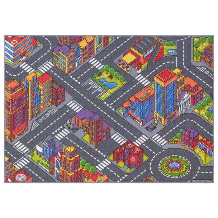 Spielmatte für Kinder, 95 x 133 cm, Großstadt-Autobahnmatte – Waschbar – Rutschfest – Carpet Studio