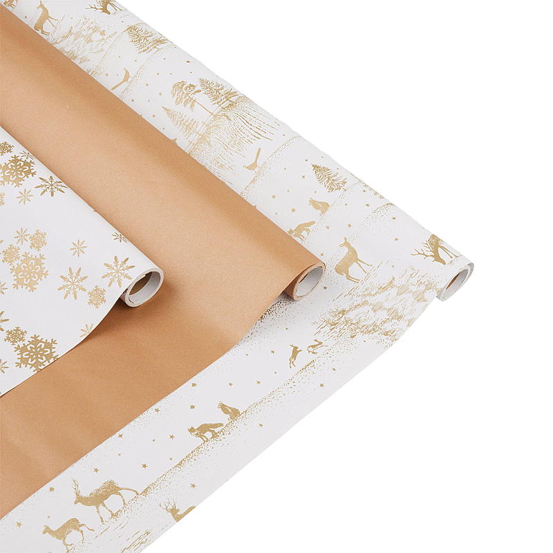 Ensemble d'emballage cadeau pour la maison avec papier, ruban et étiquettes, doré