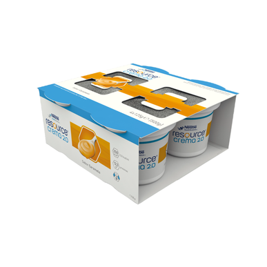 Resource Crema 2.0, pudín con sabor a caramelo, alto en proteínas y calorías, suplemento nutricional, 4 x 125 g