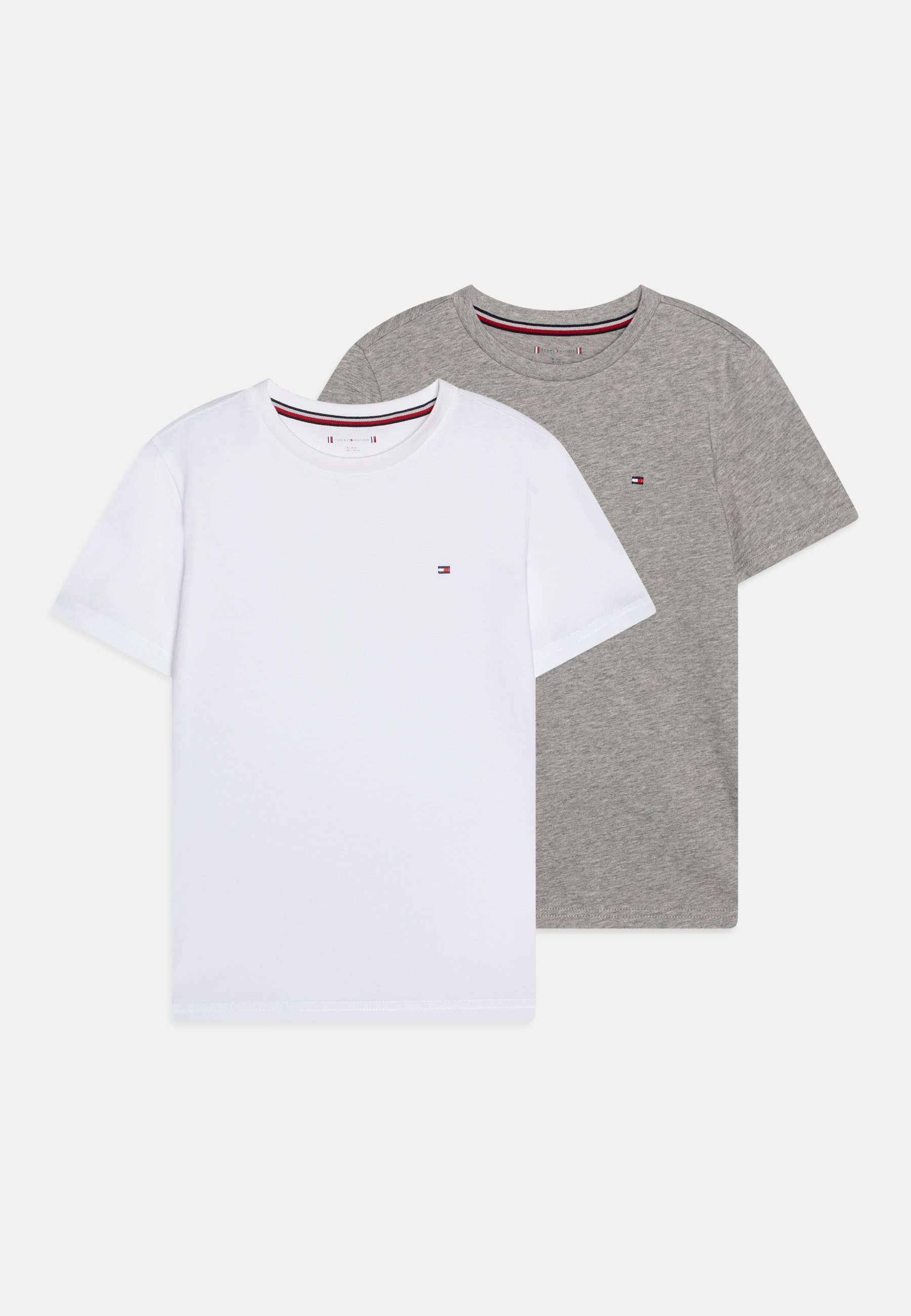 Tommy Hilfiger T-shirt 2-pack unisex - Basic T-shirt - wit/lichtgrijs gemêleerd