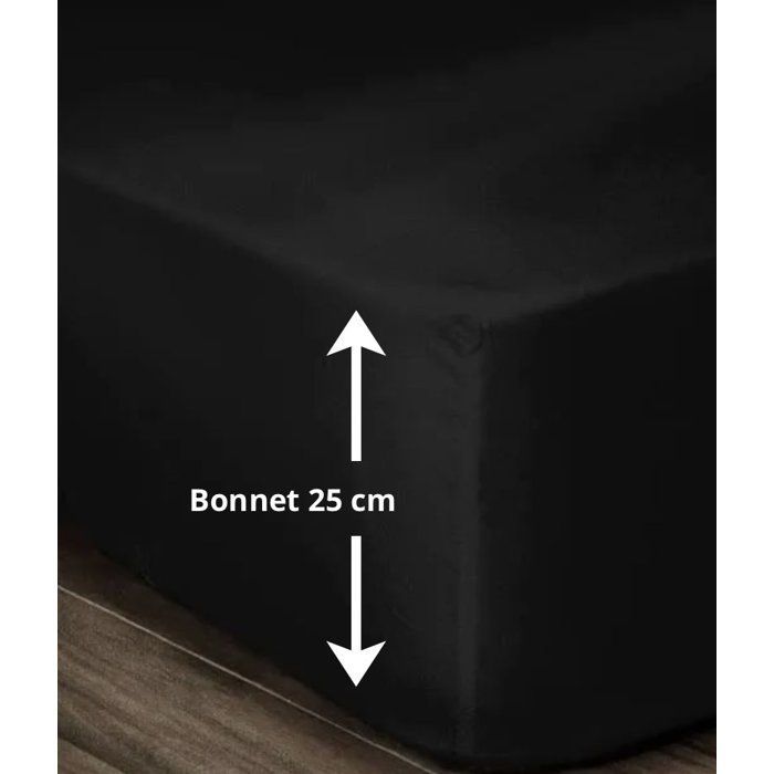 LOVELY HOME Lenzuolo con angoli elasticizzati 100% cotone 140x190x25 cm - Nero