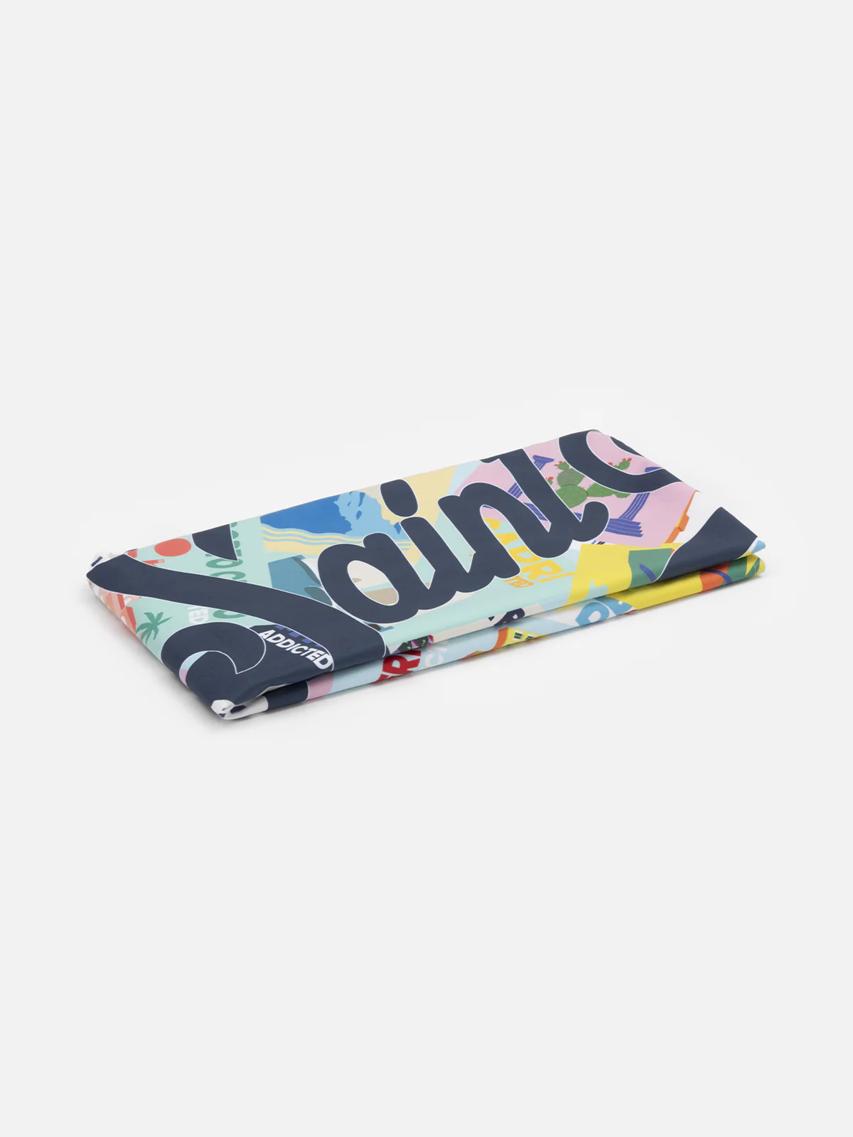 Aidan microvezel strandhanddoek met ansichtkaartprint