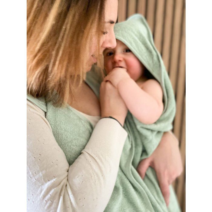 XXL Badhanddoek voor ouder/baby - CANDIDE - 100x100 cm - Aquagroen