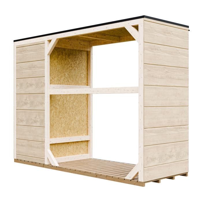 Abri à bûches extérieur - 75 x 217 x H159 cm - Abri à outils et bûches - 1,09 m² + 0.53 m² - TIMBELA M981 - TUNDRA CAVERN