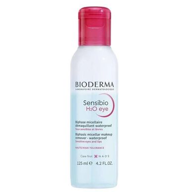 Bioderma Sensibio H2O -silmänympärysvoide, kaksivaiheinen misellimeikinpoistoaine, 125 ml