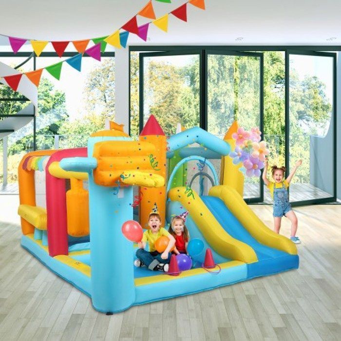 Aire de Jeux Gonflable avec Souffleur-LALAHO - Château Gonflable pour Enfant Multifonctionnel, 320*310*200cm