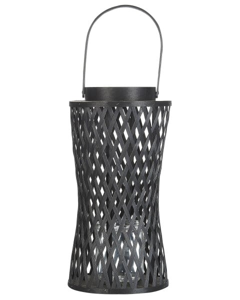 Lampion świecznik bambusowy czarny 38 cm