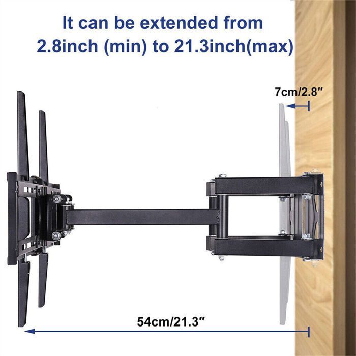 UNHO Support TV Angle Mural Meuble TV Angle pour Écrans LED LCD Plasma 32-65 Pouces Inclinable et Orientable