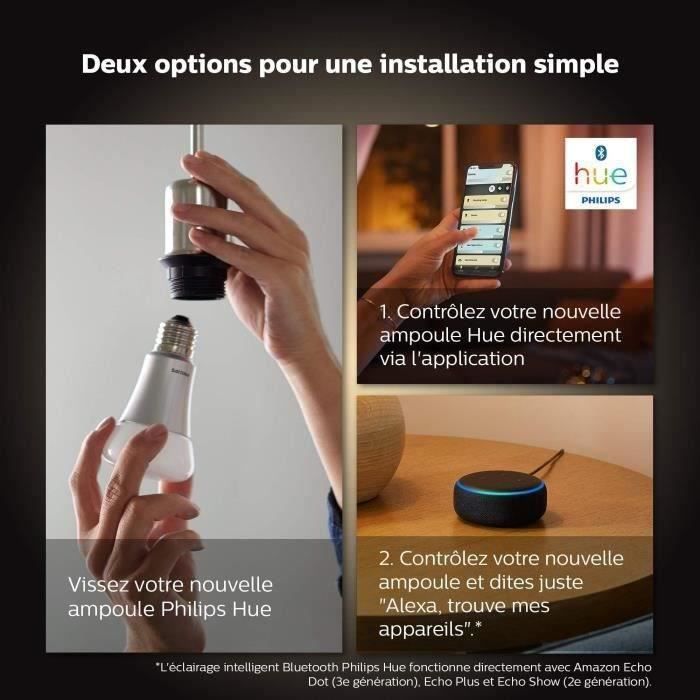 Bombilla LED Philips Hue White Ambiance, casquillo E27, equivalente a 75 W, 1100 lúmenes, compatible con Bluetooth, paquete de 2 unidades.