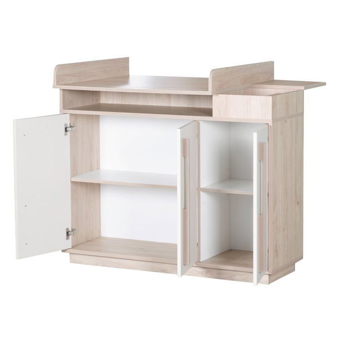 ROBA Elva Convertible Changing Table - 3 Soft-Close Doors, 5 Shelves - Cashmere - Walnut Effect