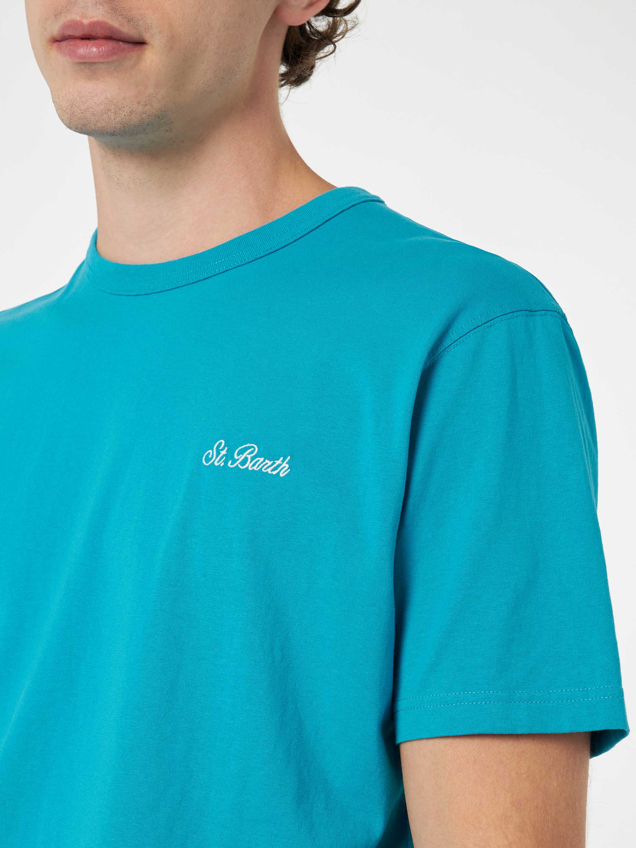 Camiseta de hombre Dover color verde agua de algodón con bordado de St. B.