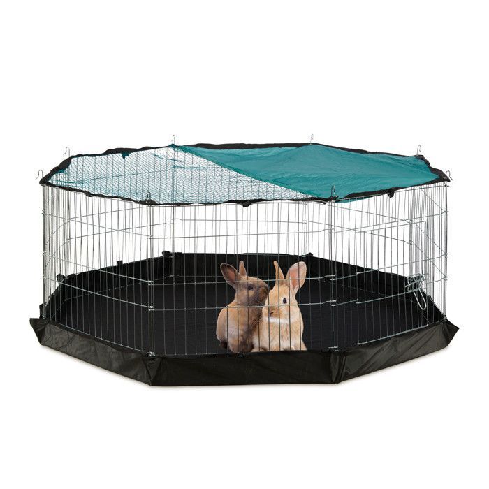 Relaxdays ren met gaasafdekking, voor konijnen en cavia's, voor buitenkweek, HxBxD 60x150x150 cm, zilverkleurig