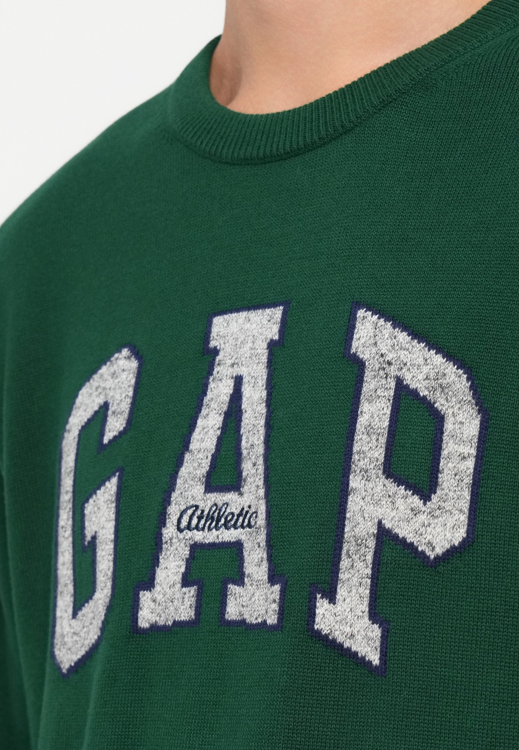 GAP ATHLETIC INTARSIA CREW - Džemperis - mūžzaļš glamūrs