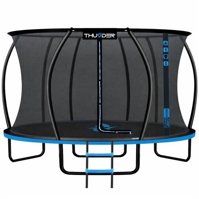 THUNDER® ULTRA Trampoline Ø 366-185cm 12FT | Voor kinderen | Compleet pakket met veiligheidsnet | EN71 en TÜV GS gecertificeerd | Blauw