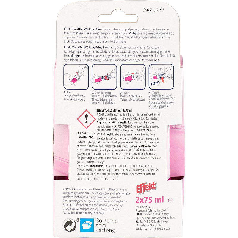 Effekt WC-rengöring Twist gel 2 st refill blommig effekt