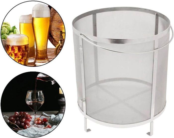 Filtro de lúpulo con soporte, filtro de lúpulo de acero inoxidable para cerveza casera.