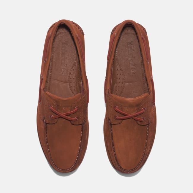 Scarpa da Barca in Pelle Classic da Uomo in                rosso scuro