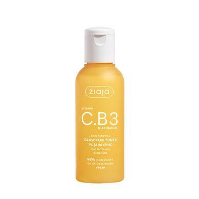 Ziaja Glow Face Toner C- ja B3-vitamiinia, niasiiniamidia, monivitamiinia ja vegaanista kasvojenpuhdistusainetta, 120 ml