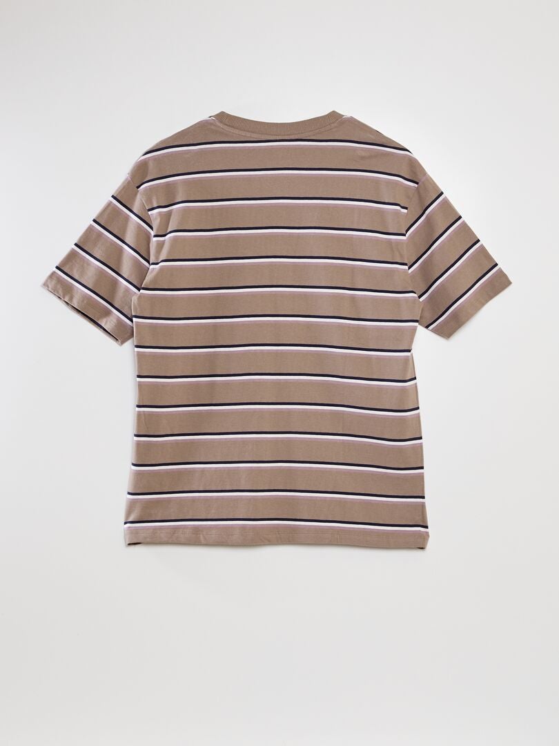 Camiseta listrada folgada - BEGE