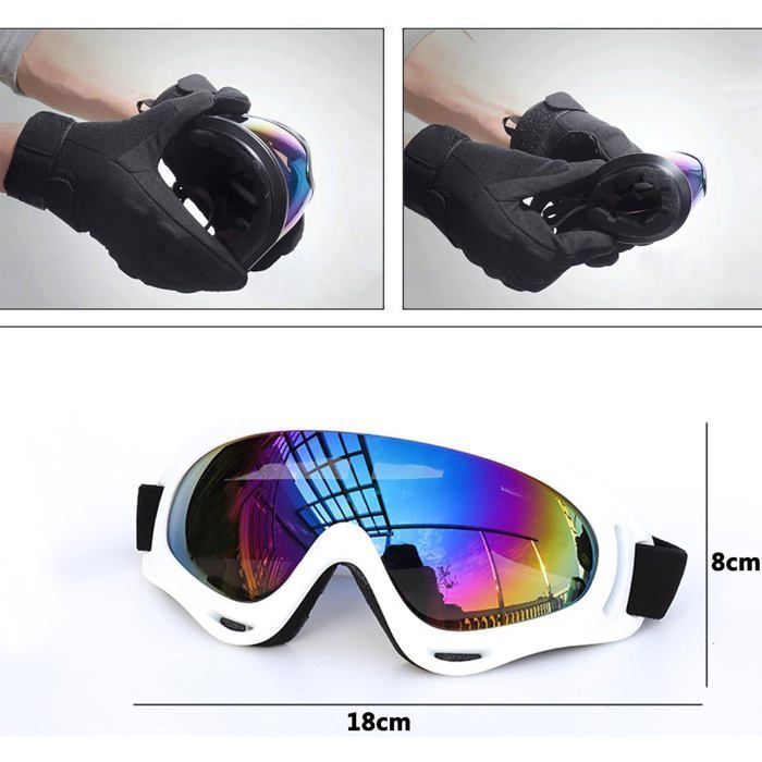 Óculos de esqui - 1 par - Policarbonato - Antiembaçante UV400 - Esqui, Snowboard, Ciclismo - Unissex Preto