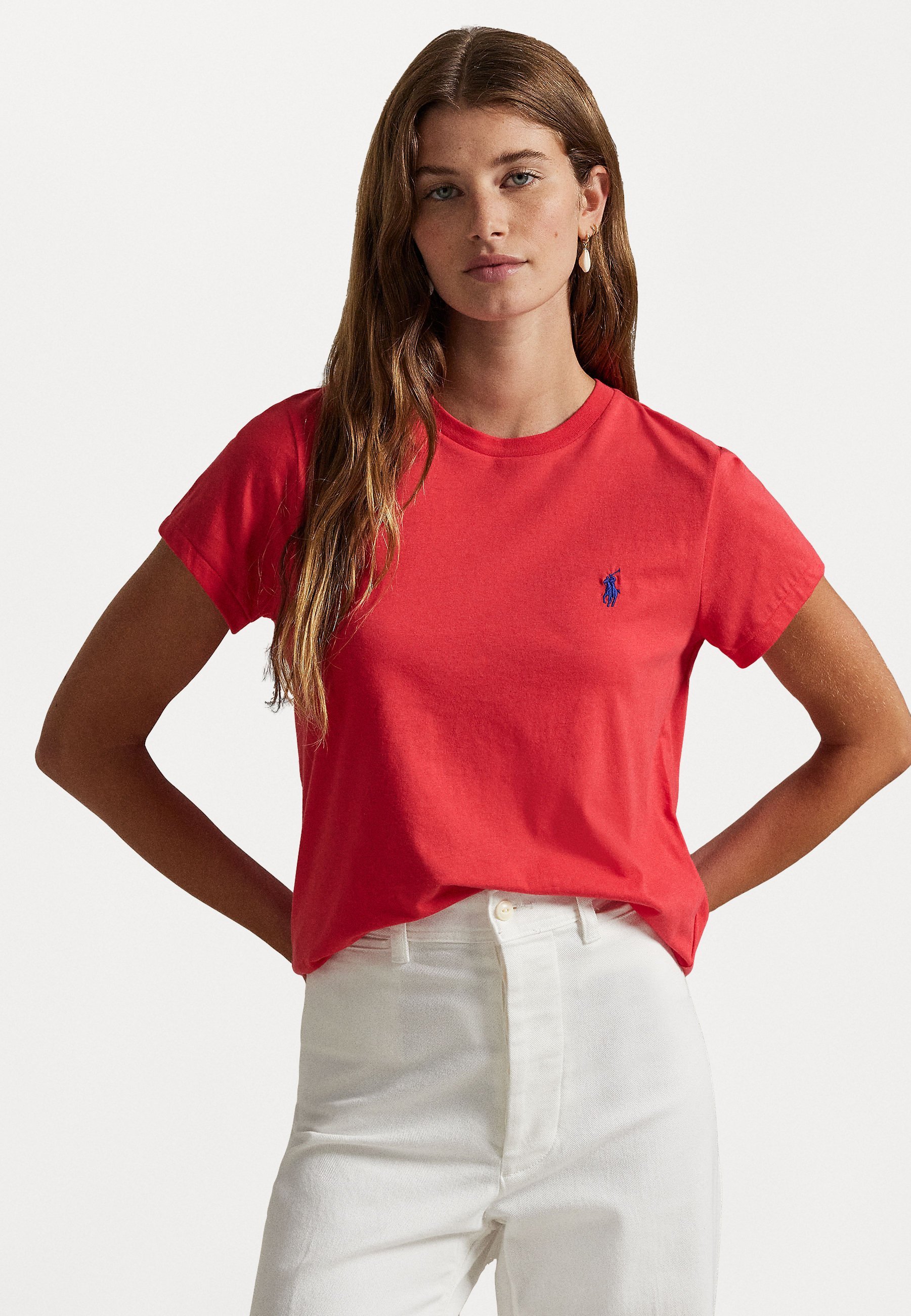 Polo Ralph Lauren katoenen jersey T-shirt met ronde hals - Basic T-shirt - diep oranje-rood