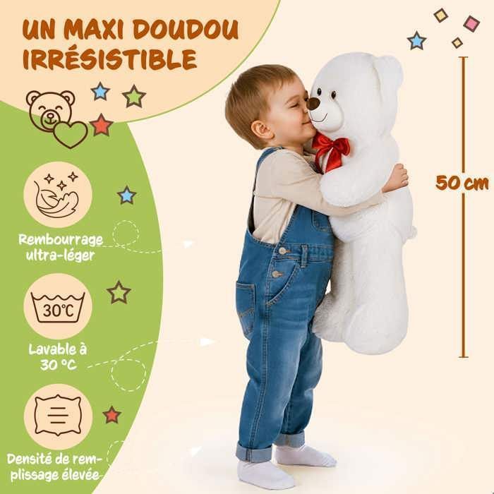MONZANA® Superblød Bamse med Butterfly - 50 cm Hvid Bamse - Sød Bamse-Tæppe