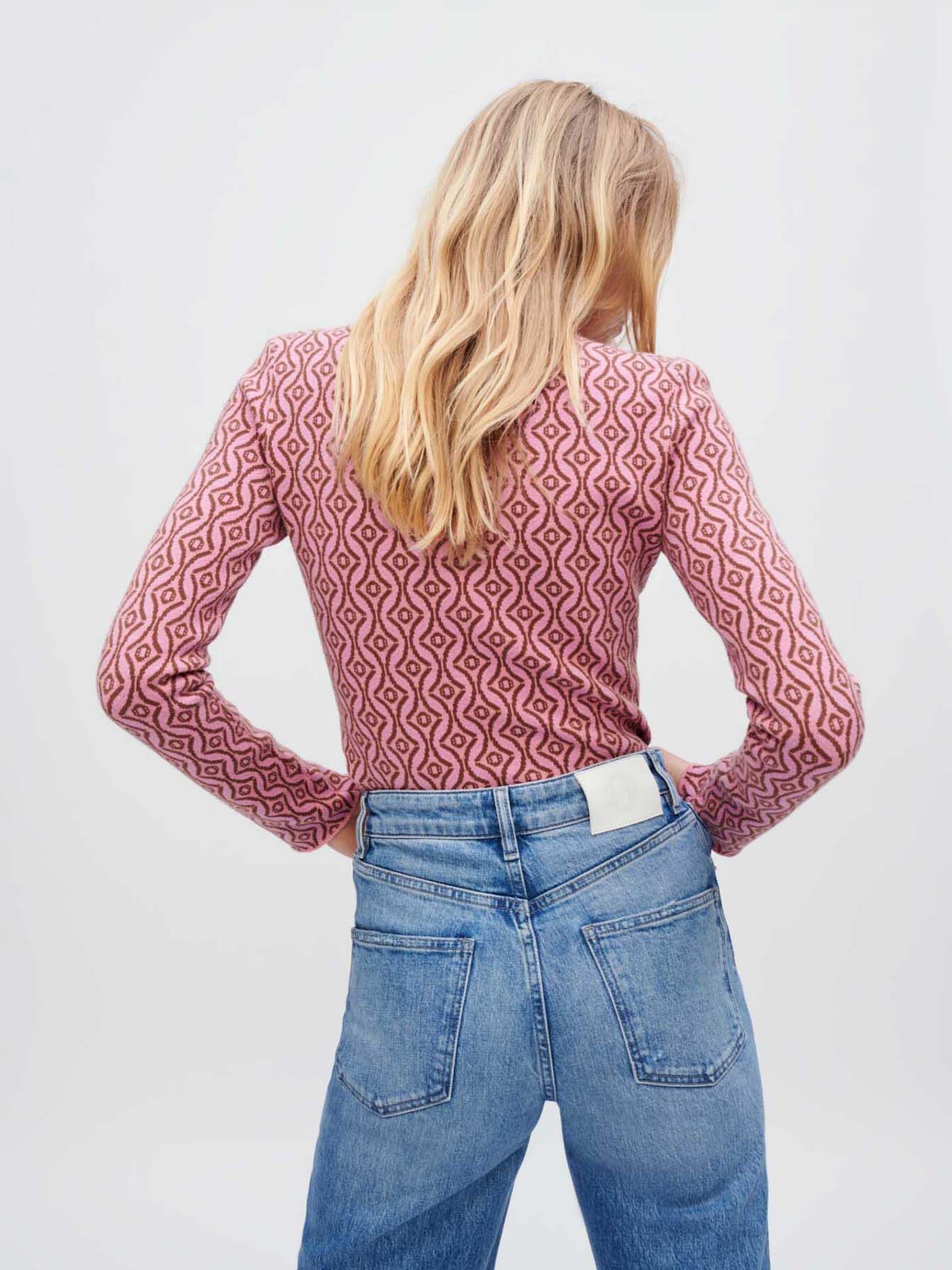 Nauwsluitende trui met klaverjacquardprint van Maje-Rosa
