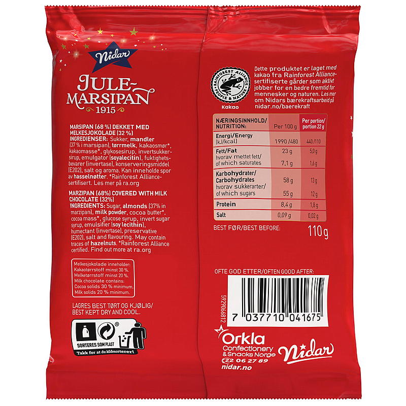 Nidar Marcipanpølser 5-pk. 110 g Nidar