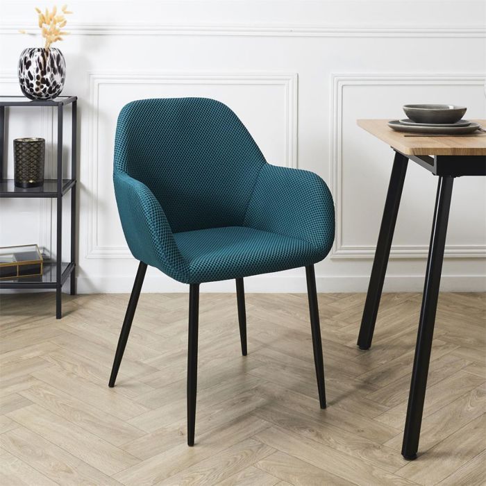 Juego de 4 sillas de comedor azules con tejido de malla texturizada 3D - ELECTRON